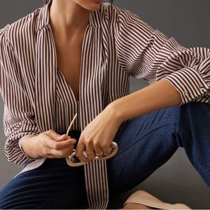 Maeve by Anthropologie Neck-Tie Blouse